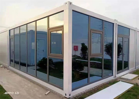 Casa de contenedores prefabricada galvanizada con paredes de paneles de lana de vidrio