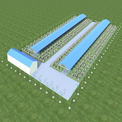 Diseño Suministro Moderno Estructura de Acero Cobertizo de Granja Lechera de Metal Cobertizo para Ganado con Sistema de Ventilación