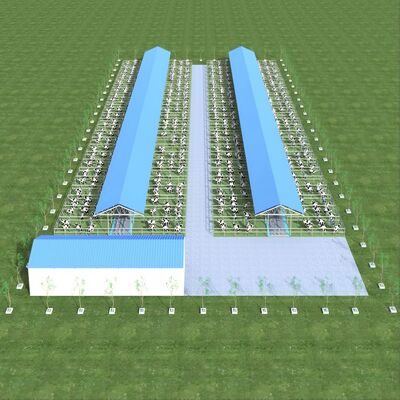 Diseño Suministro Moderno Estructura de Acero Cobertizo de Granja Lechera de Metal Cobertizo para Ganado con Sistema de Ventilación